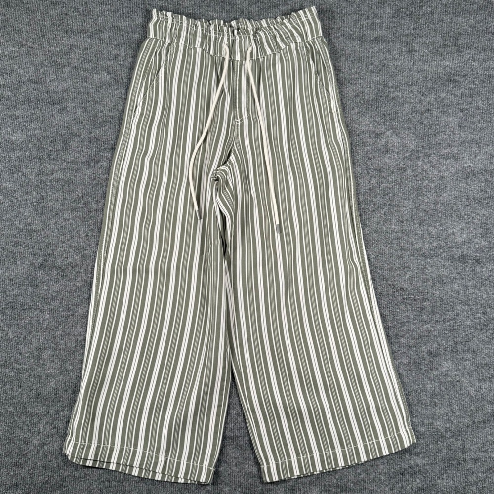 LOFT‎ XSP Striped Culotte Pants Drawstring Lyocell Wide Leg Crop Paperbag Baggy
